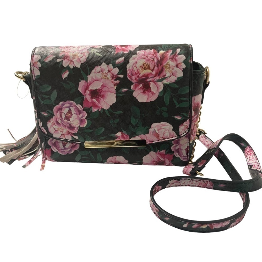 ARDENE Black Floral Crossbody Bag
